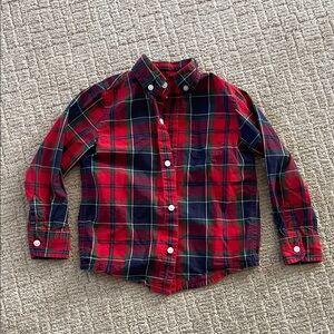 Janie and Jack Button down plaid Shirt - Red and Blue size 3